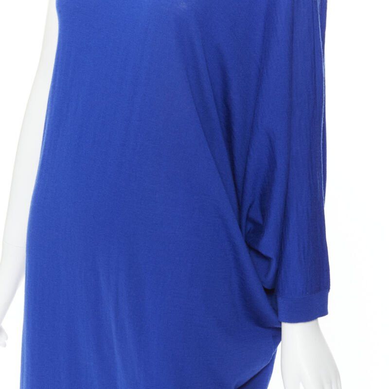 Balmain BALMAIN blue wool crystal rhinestone embellished strap asymmetric dress FR36 S Size XS / US 0-2 / IT 36-38 - 8 Thumbnail
