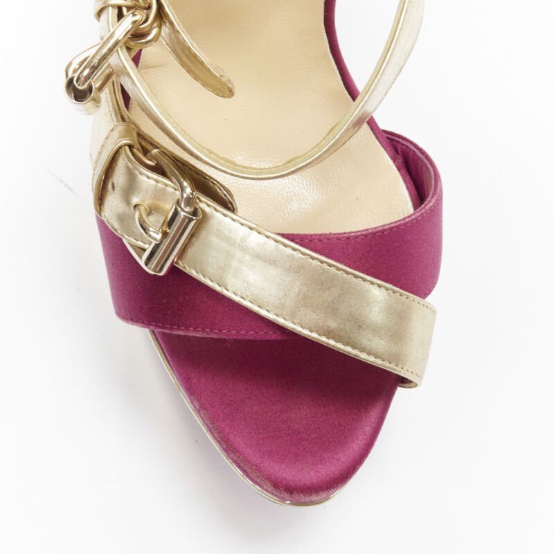 Christian Louboutin CHRISTIAN LOUBOUTIN Ambertina 140 gold pink glitter buckle strappy platform EU36 Size US 6 / IT 36 - 6 Thumbnail