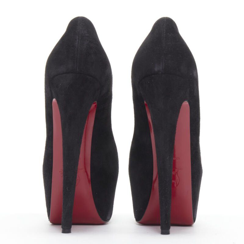Christian Louboutin CHRISTIAN LOUBOUTIN Daffodile 160 black suede almond toe platform pump EU38 Size US 8 / IT 38 - 5 Thumbnail