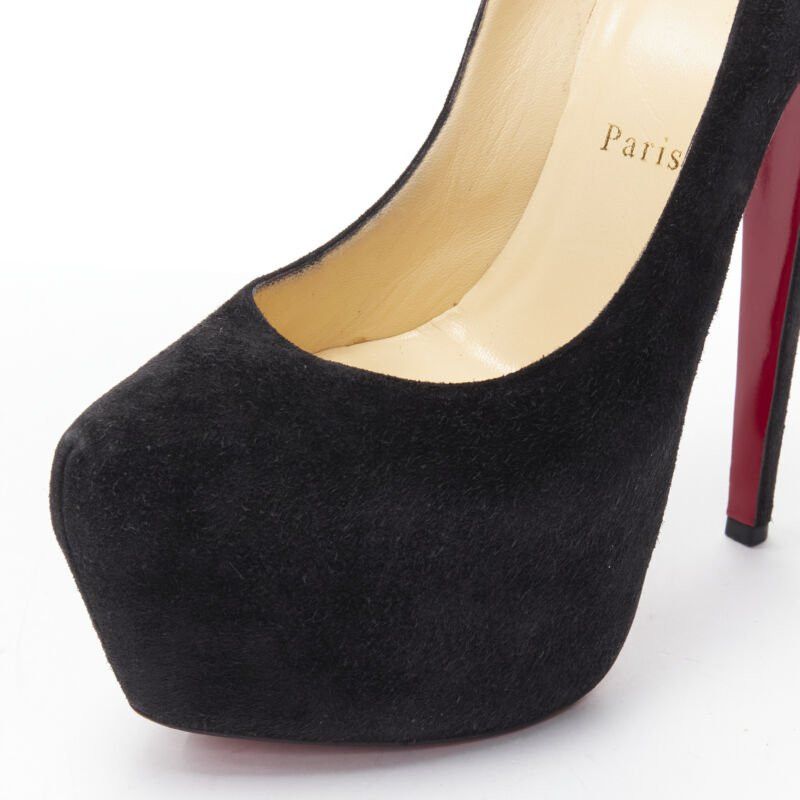 Christian Louboutin CHRISTIAN LOUBOUTIN Daffodile 160 black suede almond toe platform pump EU38 Size US 8 / IT 38 - 7 Thumbnail