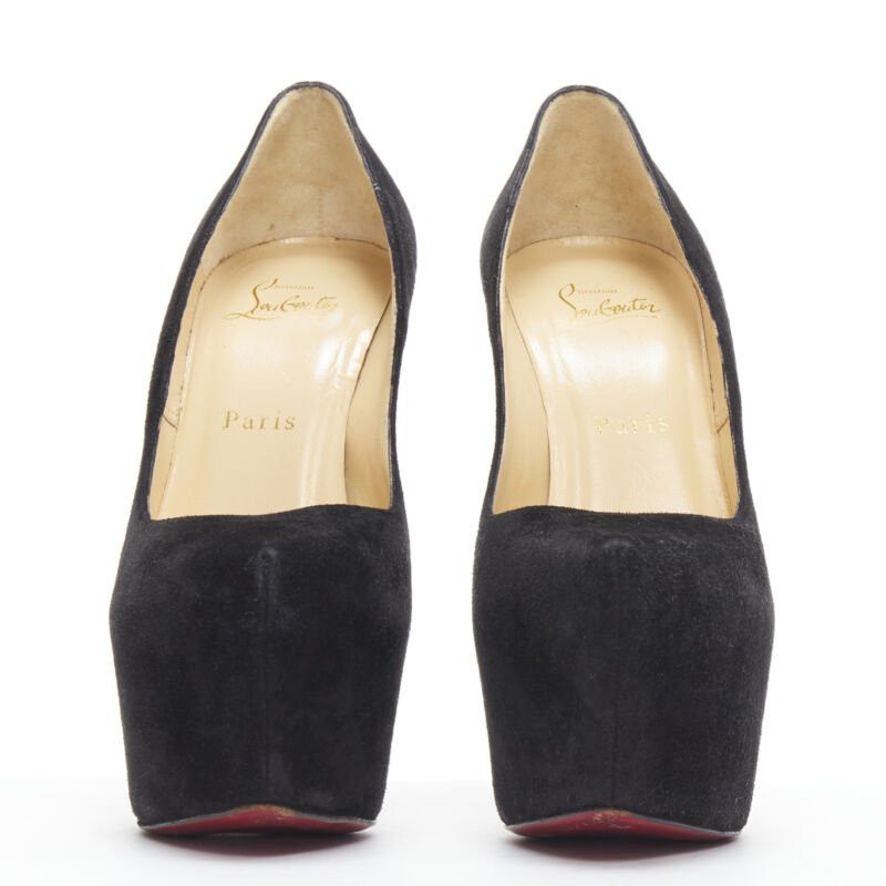 Christian Louboutin CHRISTIAN LOUBOUTIN Daffodile 160 black suede almond toe platform pump EU38 Size US 8 / IT 38 - 3 Thumbnail