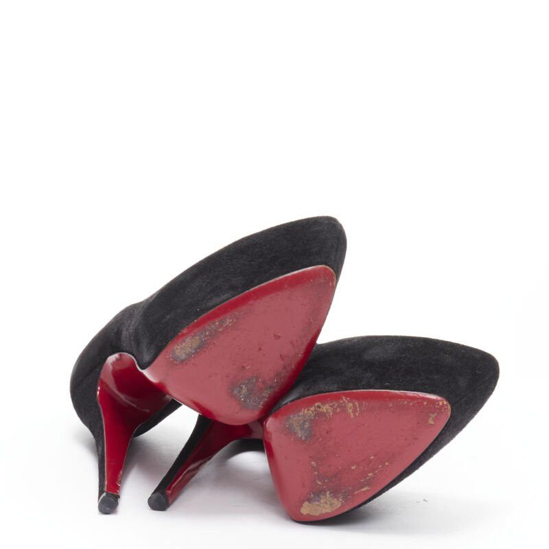 Christian Louboutin CHRISTIAN LOUBOUTIN Daffodile 160 black suede almond toe platform pump EU38 Size US 8 / IT 38 - 12 Thumbnail