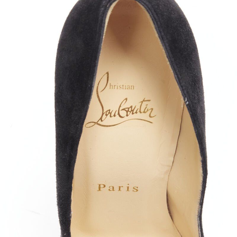 Christian Louboutin CHRISTIAN LOUBOUTIN Daffodile 160 black suede almond toe platform pump EU38 Size US 8 / IT 38 - 10 Thumbnail