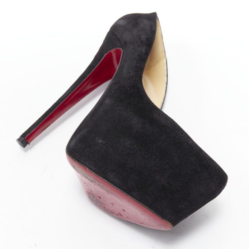 Christian Louboutin CHRISTIAN LOUBOUTIN Daffodile 160 black suede almond toe platform pump EU38 Size US 8 / IT 38 - 9 Thumbnail