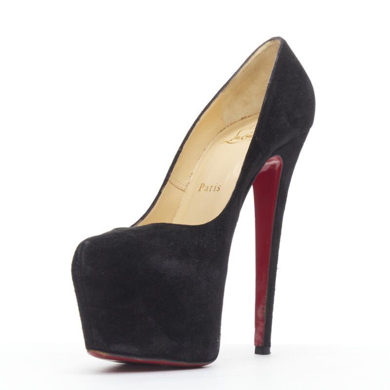 Christian Louboutin CHRISTIAN LOUBOUTIN Daffodile 160 black suede almond toe platform pump EU38 Size US 8 / IT 38 - 4 Thumbnail