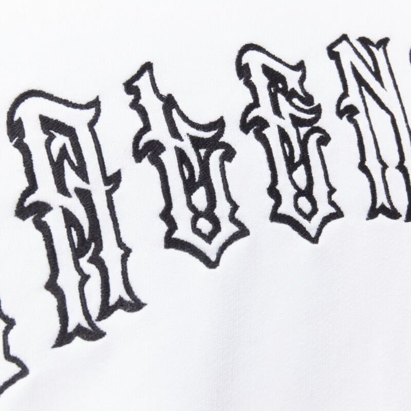 Balenciaga new BALENCIAGA 2018 black Gothic Tattoo logo embroidery white cotton hoodie S Size US S / EU 44-46 / 1 - 10 Thumbnail