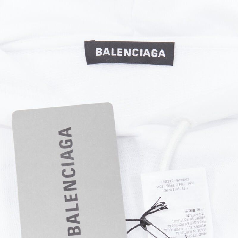 Balenciaga new BALENCIAGA 2018 black Gothic Tattoo logo embroidery white cotton hoodie S Size US S / EU 44-46 / 1 - 11 Thumbnail