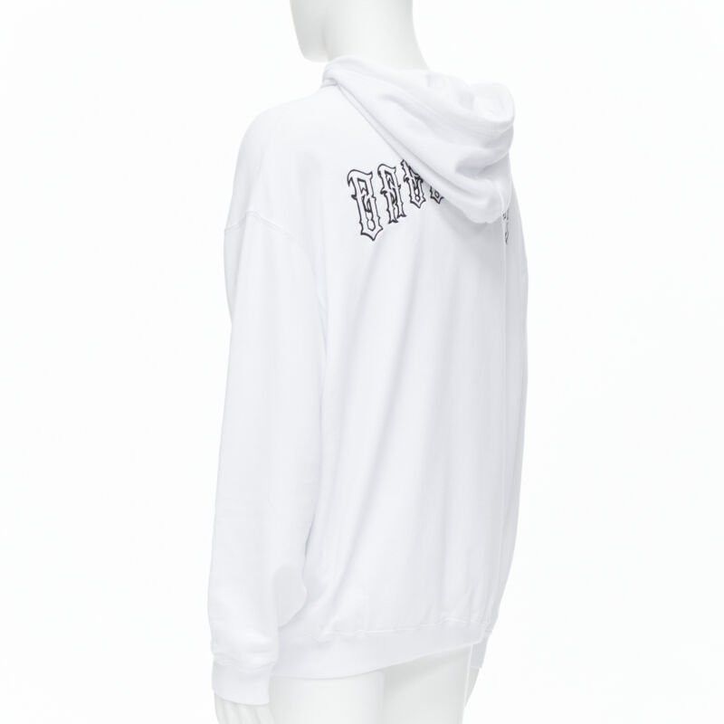 Balenciaga new BALENCIAGA 2018 black Gothic Tattoo logo embroidery white cotton hoodie S Size US S / EU 44-46 / 1 - 6 Thumbnail