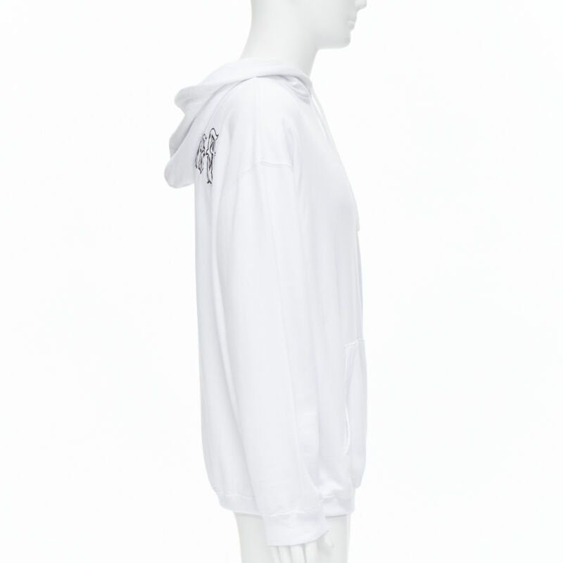 Balenciaga new BALENCIAGA 2018 black Gothic Tattoo logo embroidery white cotton hoodie S Size US S / EU 44-46 / 1 - 4 Thumbnail