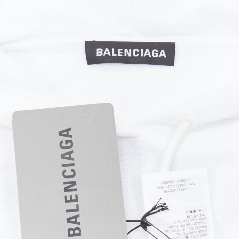 Balenciaga new BALENCIAGA 2018 black Gothic Tattoo logo embroidery white cotton hoodie M Size US M / EU 48-50 / 2 - 11 Thumbnail