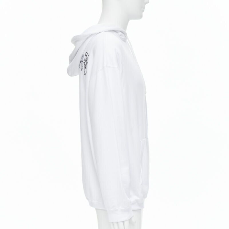 Balenciaga new BALENCIAGA 2018 black Gothic Tattoo logo embroidery white cotton hoodie M Size US M / EU 48-50 / 2 - 5 Thumbnail