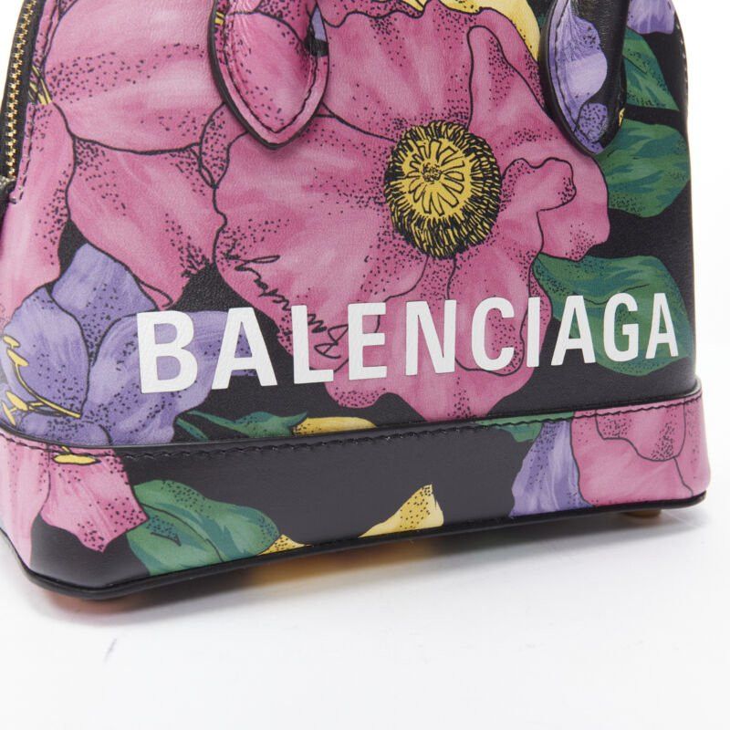 Balenciaga new BALENCIAGA Ville XXS black floral logo print top handle crossbody bag Size ONE SIZE - 7 Thumbnail