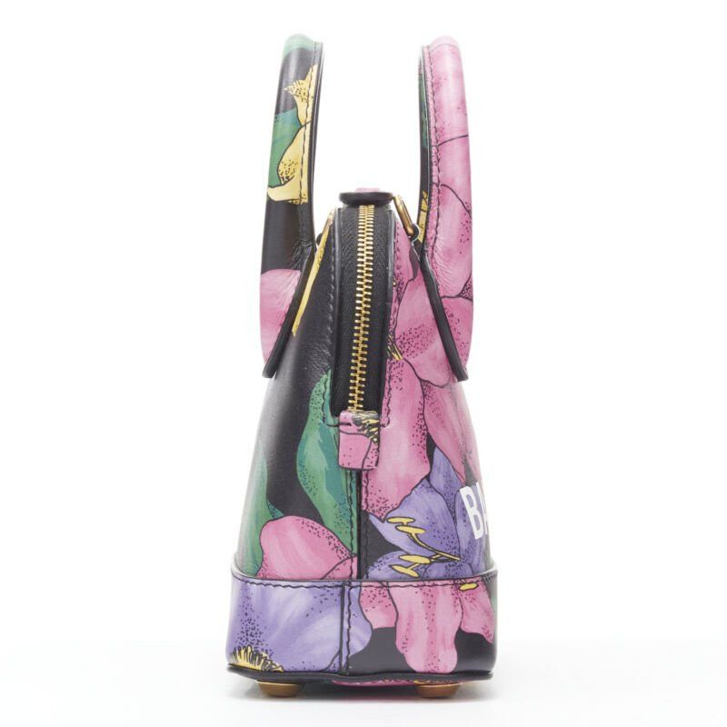 Balenciaga new BALENCIAGA Ville XXS black floral logo print top handle crossbody bag Size ONE SIZE - 4 Thumbnail
