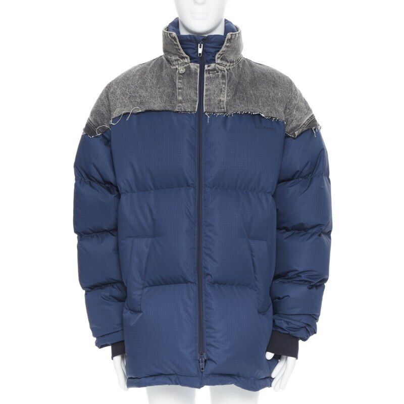 Balenciaga BALENCIAGA 2018 Fake Layering blue grey denim oversized puffer jacket XS Size US XS / EU 42 / 0 - 3 Thumbnail