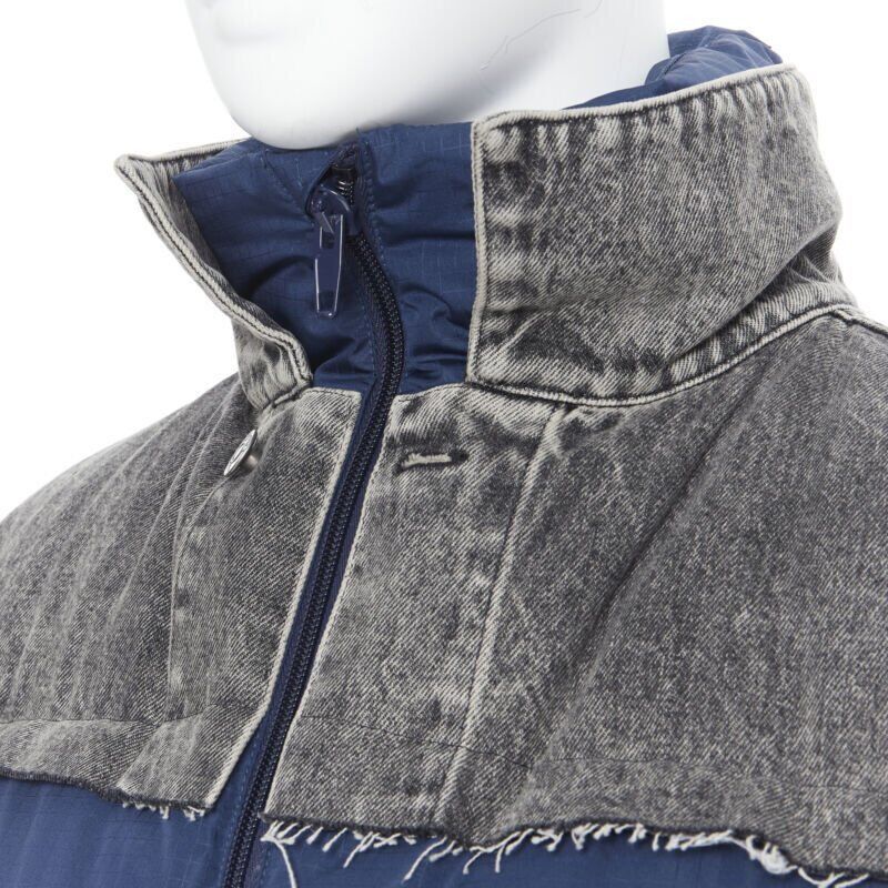Balenciaga BALENCIAGA 2018 Fake Layering blue grey denim oversized puffer jacket XS Size US XS / EU 42 / 0 - 7 Thumbnail
