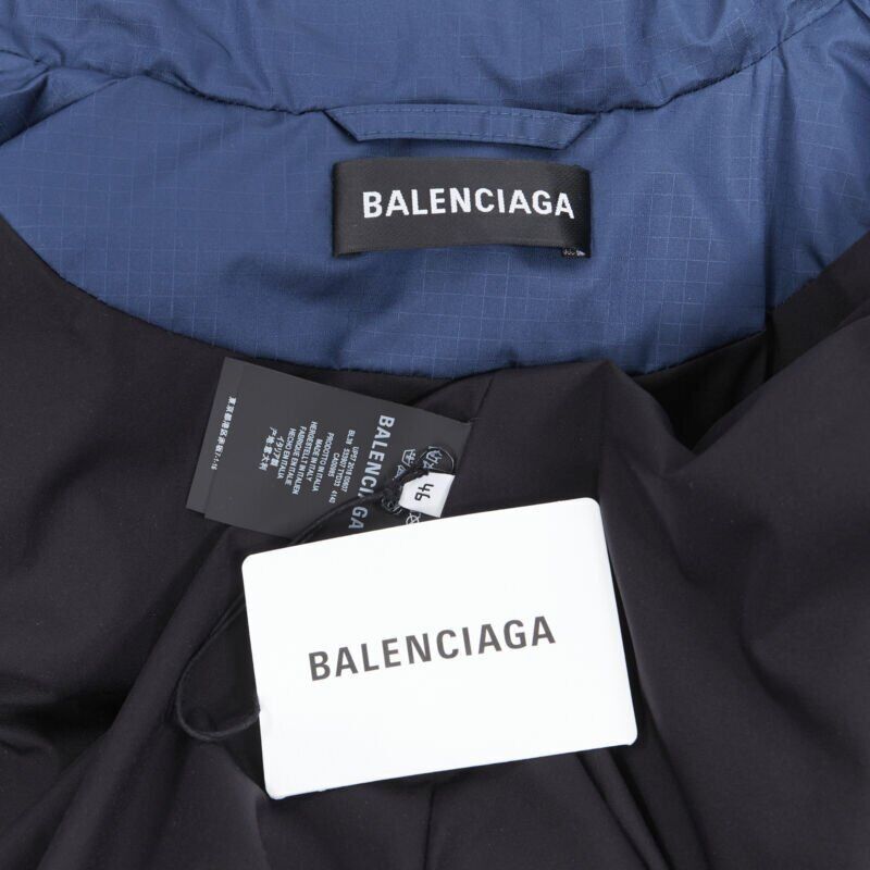 Balenciaga BALENCIAGA 2018 Fake Layering blue grey denim oversized puffer jacket XS Size US XS / EU 42 / 0 - 10 Thumbnail