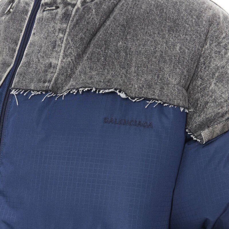 Balenciaga BALENCIAGA 2018 Fake Layering blue grey denim oversized puffer jacket XS Size US XS / EU 42 / 0 - 2 Thumbnail