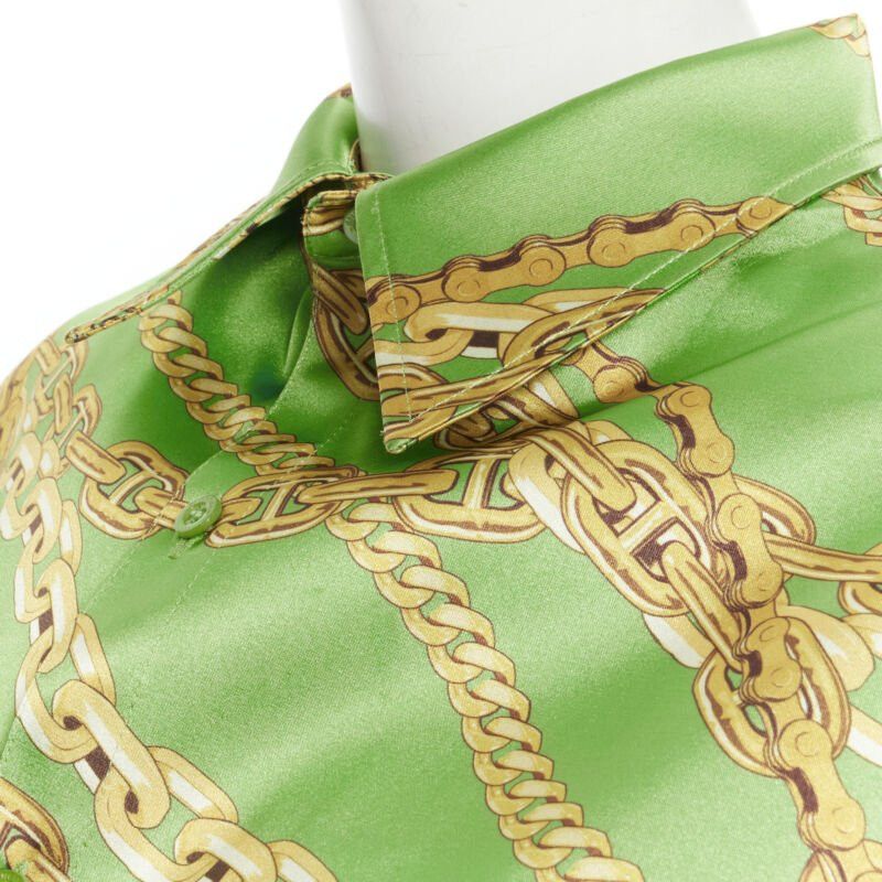 Balenciaga new BALENCIAGA 2018 Runway line green gold chain print stiff boxy shirt FR34 XS Size XS / US 0-2 / IT 36-38 - 7 Thumbnail
