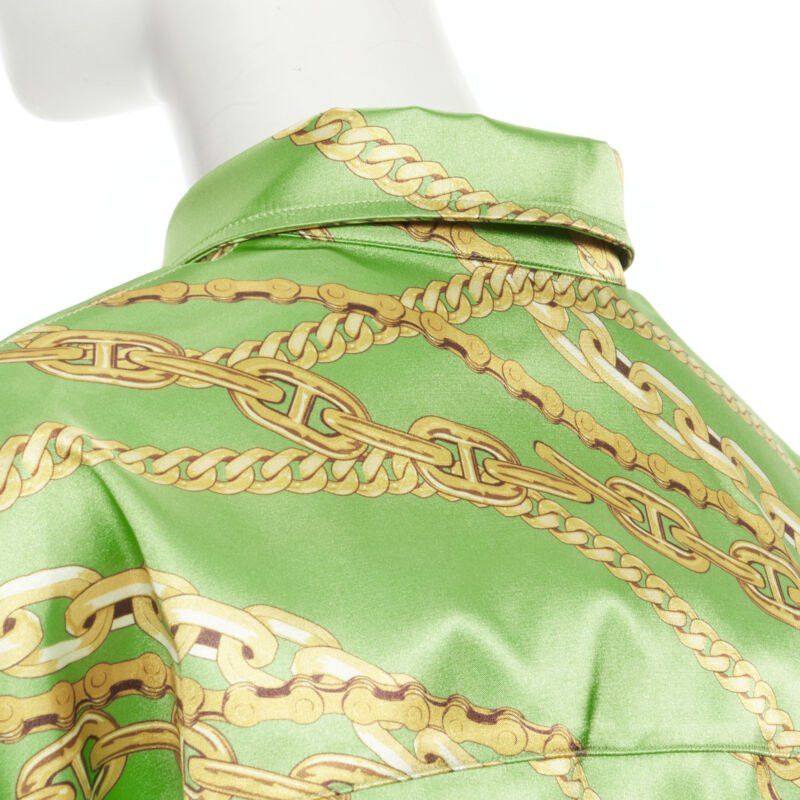 Balenciaga new BALENCIAGA 2018 Runway line green gold chain print stiff boxy shirt FR34 XS Size XS / US 0-2 / IT 36-38 - 8 Thumbnail