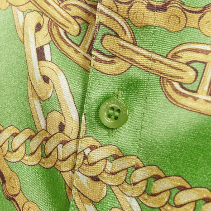 Balenciaga BALENCIAGA 2018 Runway line green gold chain print stiff boxy shirt FR34 XS Size XS / US 0-2 / IT 36-38 - 10 Thumbnail