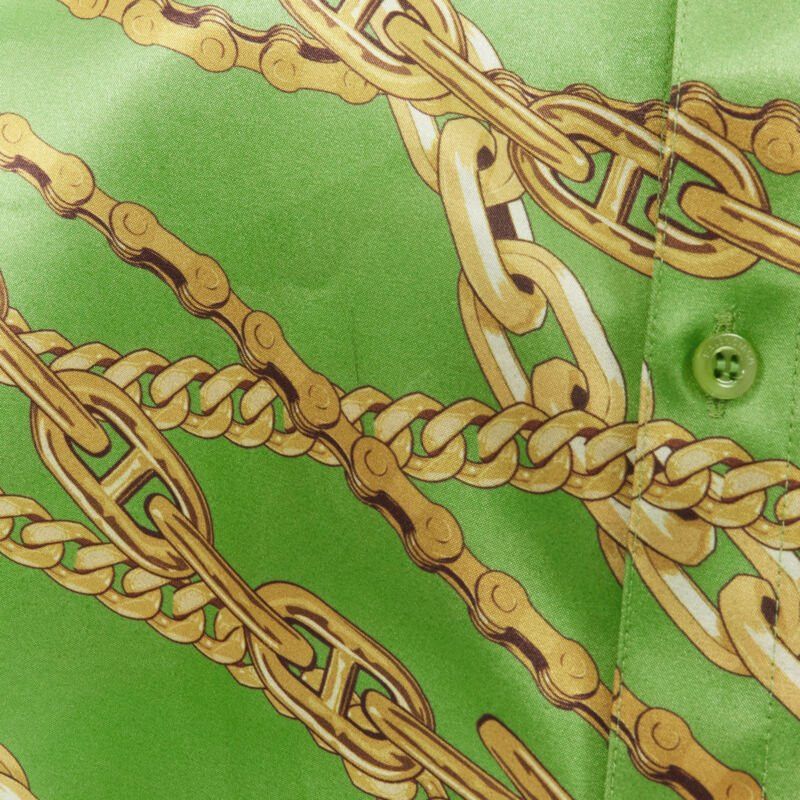 Balenciaga BALENCIAGA 2018 Runway line green gold chain print stiff boxy shirt FR34 XS Size XS / US 0-2 / IT 36-38 - 11 Thumbnail