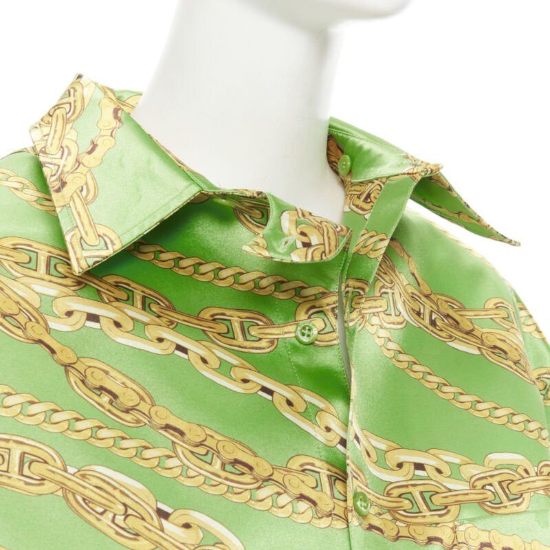 Balenciaga BALENCIAGA 2018 Runway line green gold chain print stiff boxy shirt FR34 XS Size XS / US 0-2 / IT 36-38 - 2 Thumbnail