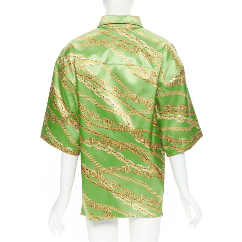 Balenciaga BALENCIAGA 2018 Runway line green gold chain print stiff boxy shirt FR34 XS Size XS / US 0-2 / IT 36-38 - 5 Thumbnail