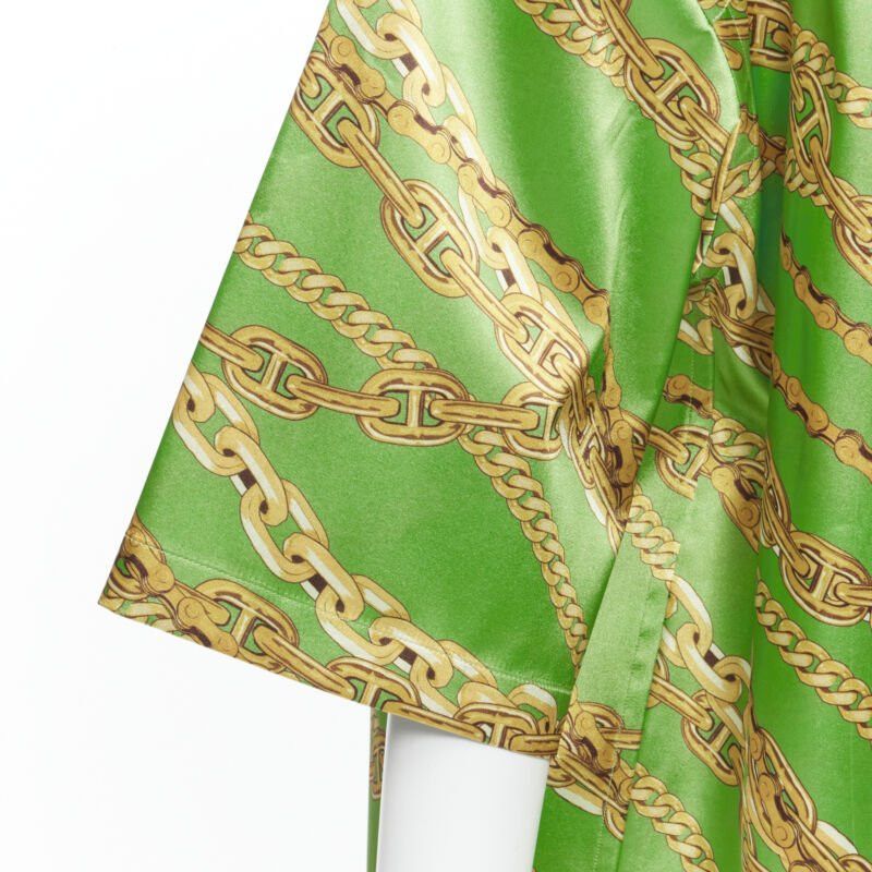 Balenciaga BALENCIAGA 2018 Runway line green gold chain print stiff boxy shirt FR34 XS Size XS / US 0-2 / IT 36-38 - 9 Thumbnail