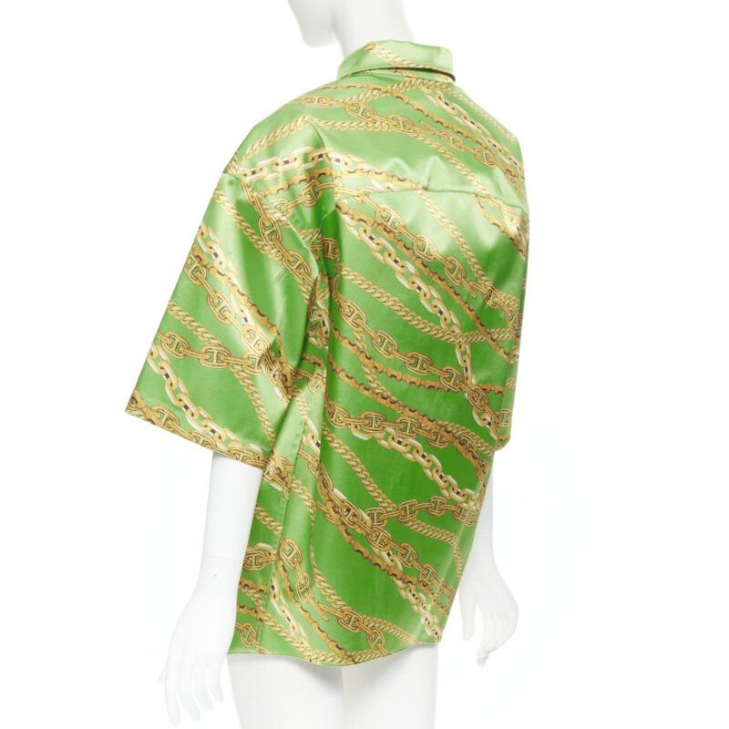 Balenciaga BALENCIAGA 2018 Runway line green gold chain print stiff boxy shirt FR34 XS Size XS / US 0-2 / IT 36-38 - 6 Thumbnail