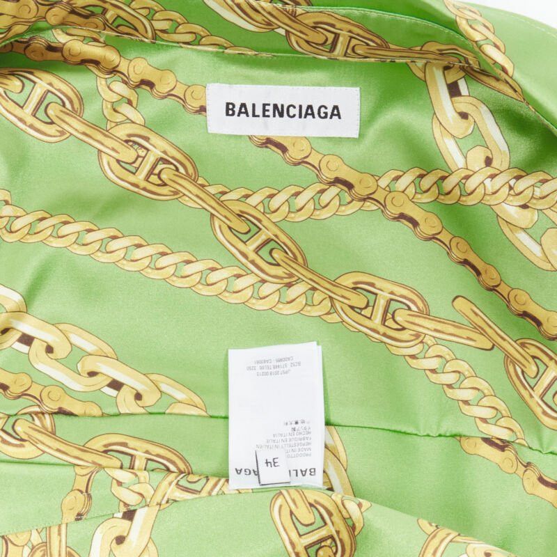 Balenciaga BALENCIAGA 2018 Runway line green gold chain print stiff boxy shirt FR34 XS Size XS / US 0-2 / IT 36-38 - 12 Thumbnail