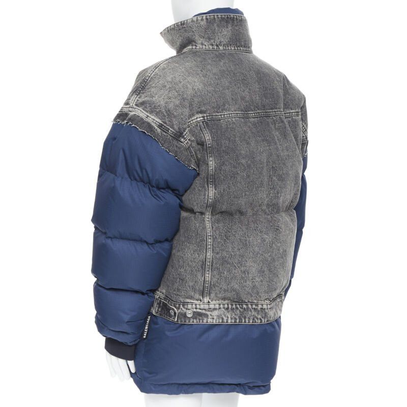 Balenciaga new BALENCIAGA Demna 2018 Fake Layering navy washed denim down puffer jacket S Size US S / EU 44-46 / 1 - 6 Thumbnail