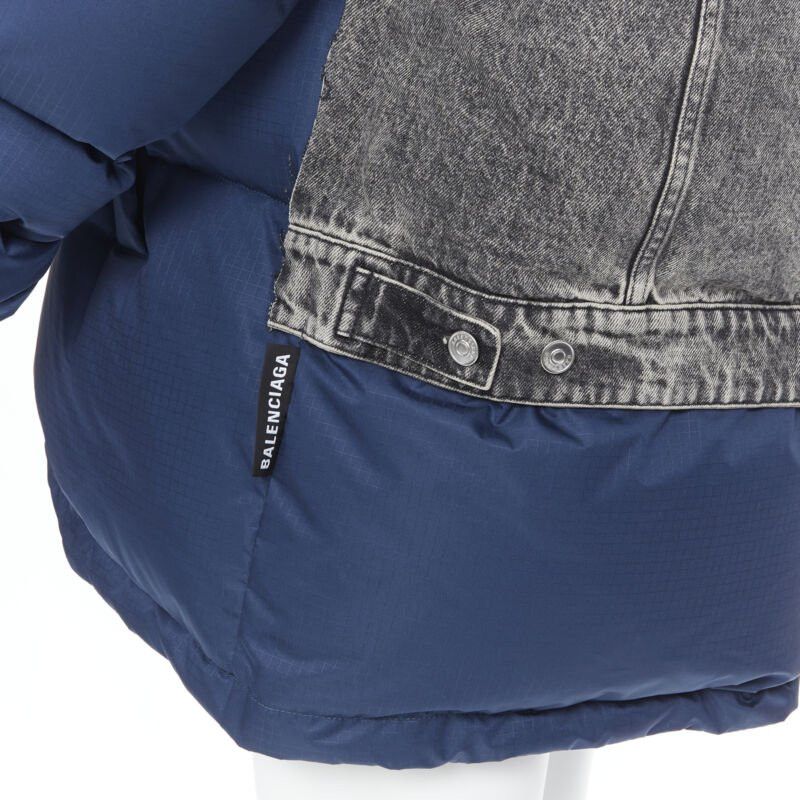 Balenciaga new BALENCIAGA Demna 2018 Fake Layering navy washed denim down puffer jacket S Size US S / EU 44-46 / 1 - 9 Thumbnail