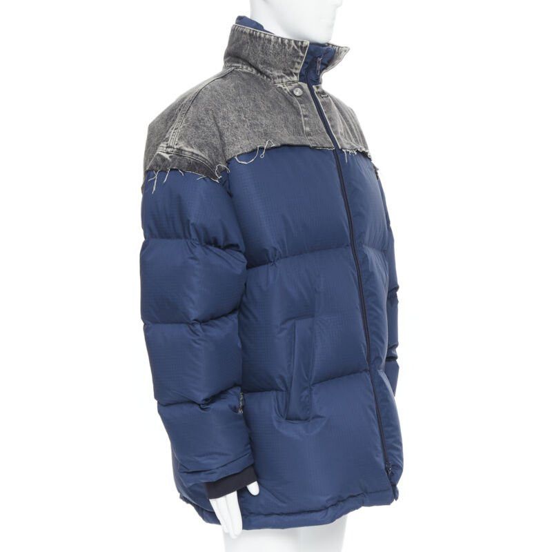 Balenciaga new BALENCIAGA Demna 2018 Fake Layering navy washed denim down puffer jacket S Size US S / EU 44-46 / 1 - 4 Thumbnail