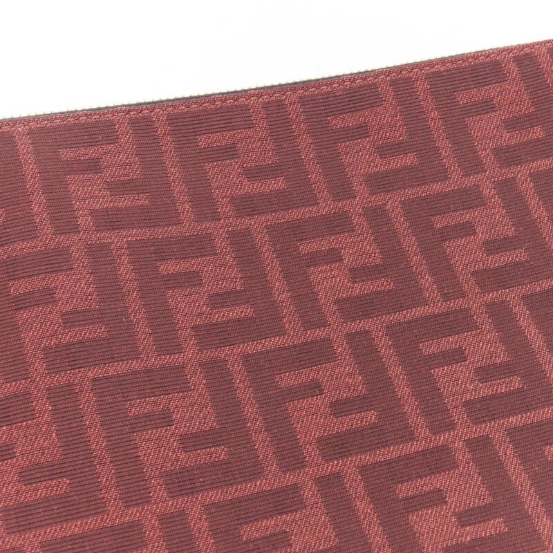 Fendi new FENDI Zucca FF monogram red canvas black leather zip clutch bag Size ONE SIZE - 7 Thumbnail