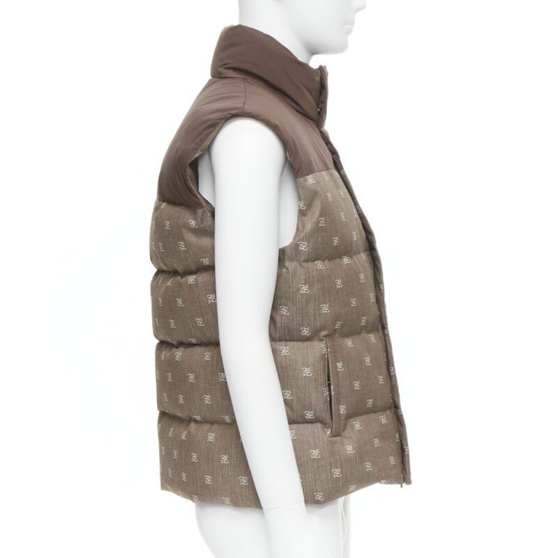 Fendi FENDI script FF Zucca monogram jacquard cotton down puffer vest jacket EU46 Size US S / EU 44-46 / 1 - 4 Thumbnail