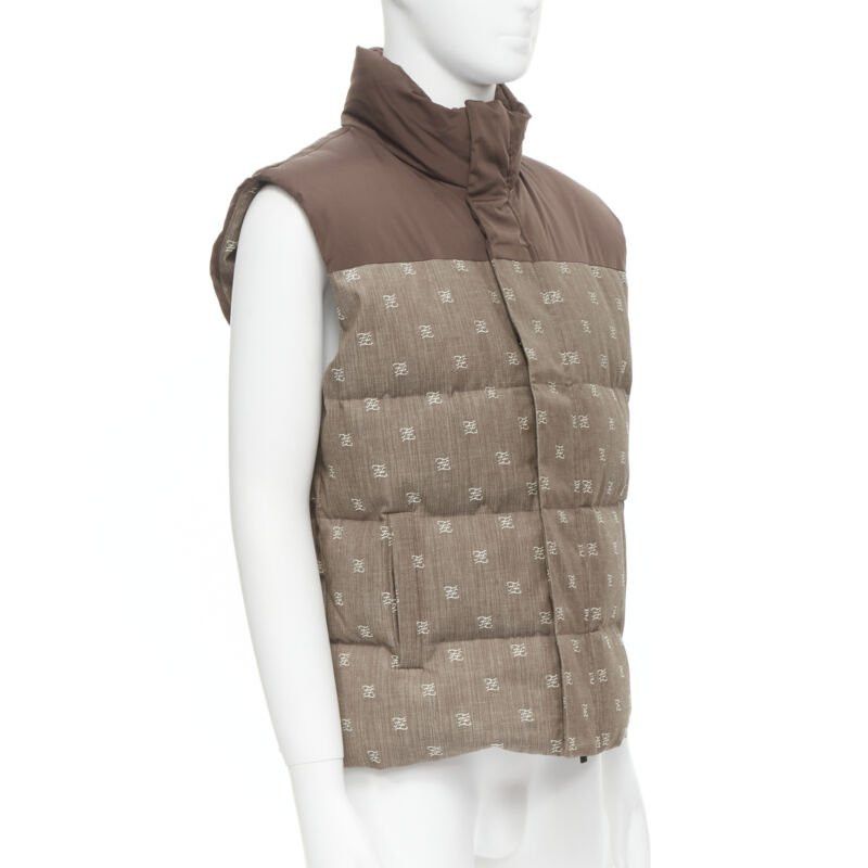 Fendi FENDI script FF Zucca monogram jacquard cotton down puffer vest jacket EU46 Size US S / EU 44-46 / 1 - 3 Thumbnail
