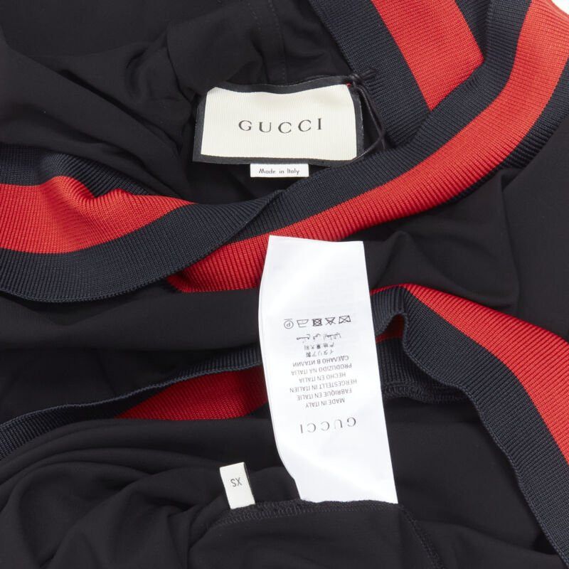 Gucci new GUCCI black blue red signature web trim hooded casual dress XS Size XS / US 0-2 / IT 36-38 - 10 Thumbnail