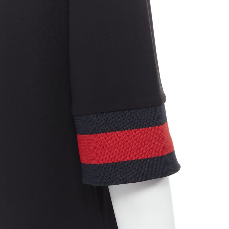 Gucci new GUCCI black blue red signature web trim hooded casual dress XS Size XS / US 0-2 / IT 36-38 - 8 Thumbnail