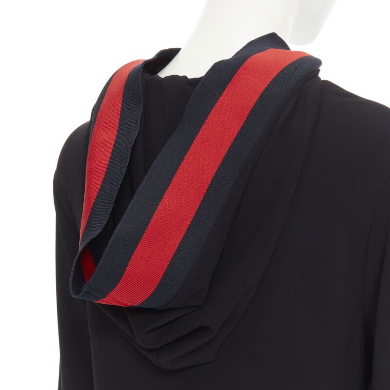 Gucci new GUCCI black blue red signature web trim hooded casual dress XS Size XS / US 0-2 / IT 36-38 - 2 Thumbnail