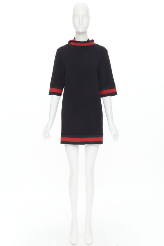 Gucci new GUCCI black blue red signature web trim hooded casual dress XS Size XS / US 0-2 / IT 36-38 - 11 Thumbnail
