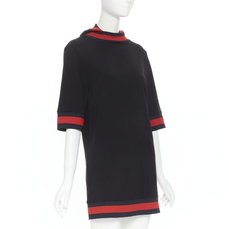 Gucci new GUCCI black blue red signature web trim hooded casual dress XS Size XS / US 0-2 / IT 36-38 - 3 Thumbnail