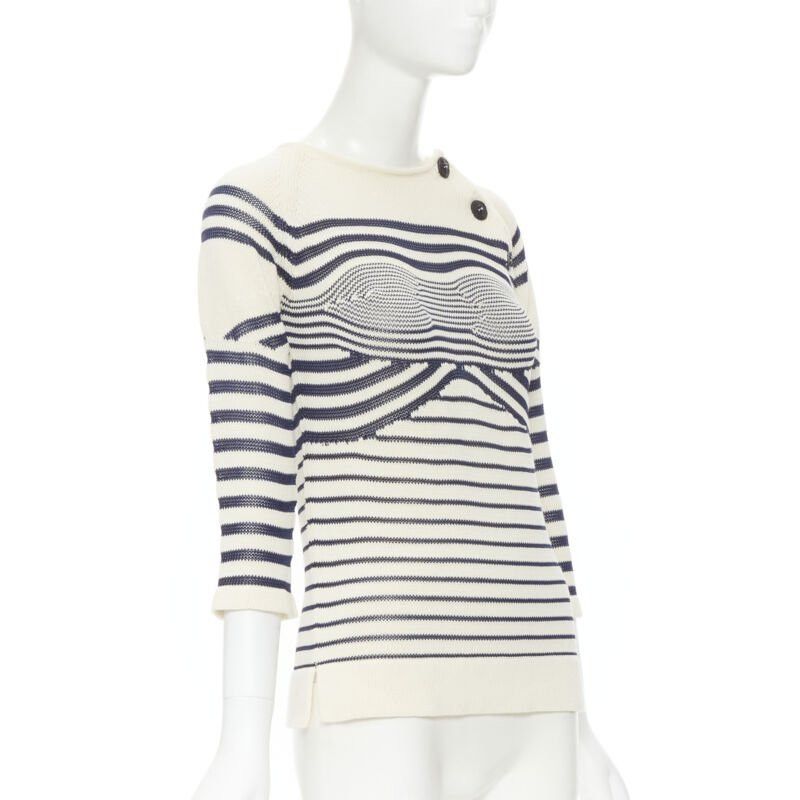 Jean Paul Gaultier new JEAN PAUL GAULTIER vintage Cyber Baba optical stripe sailor sweater S Size S / US 4 / IT 40 - 3 Thumbnail