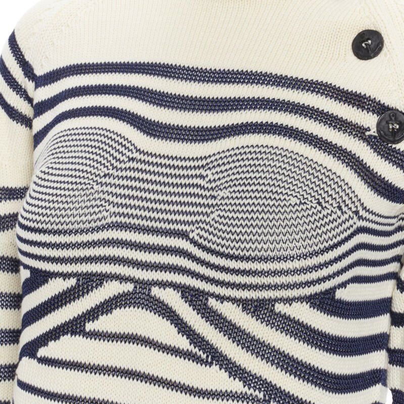 Jean Paul Gaultier new JEAN PAUL GAULTIER vintage Cyber Baba optical stripe sailor sweater S Size S / US 4 / IT 40 - 2 Thumbnail