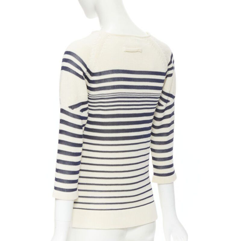 Jean Paul Gaultier new JEAN PAUL GAULTIER vintage Cyber Baba optical stripe sailor sweater S Size S / US 4 / IT 40 - 6 Thumbnail