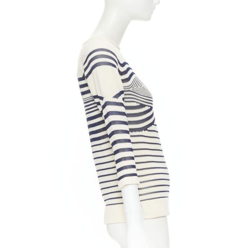 Jean Paul Gaultier new JEAN PAUL GAULTIER vintage Cyber Baba optical stripe sailor sweater S Size S / US 4 / IT 40 - 4 Thumbnail