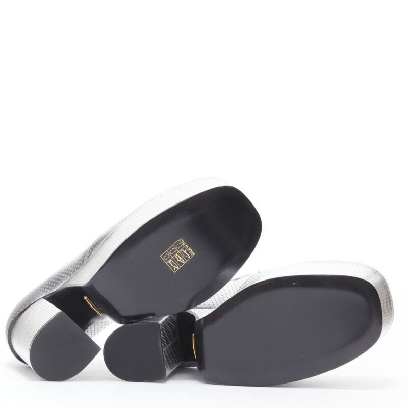 Gucci new GUCCI Otis metallic silver chunky platform block heel bootie mule EU37.5 Size US 7.5 / IT 37.5 - 12 Thumbnail