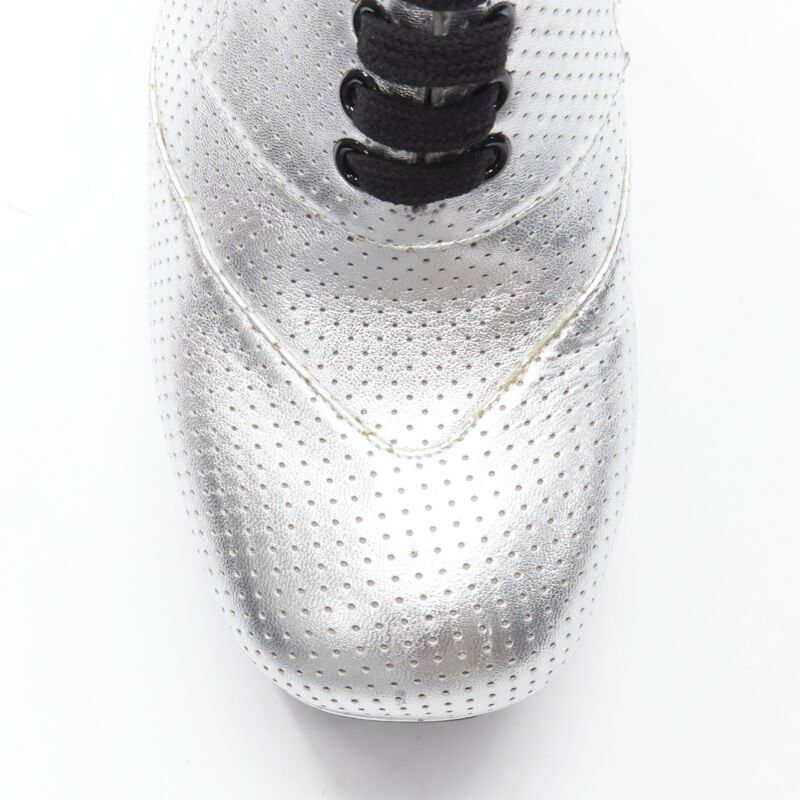 Gucci new GUCCI Otis metallic silver chunky platform block heel bootie mule EU37.5 Size US 7.5 / IT 37.5 - 6 Thumbnail