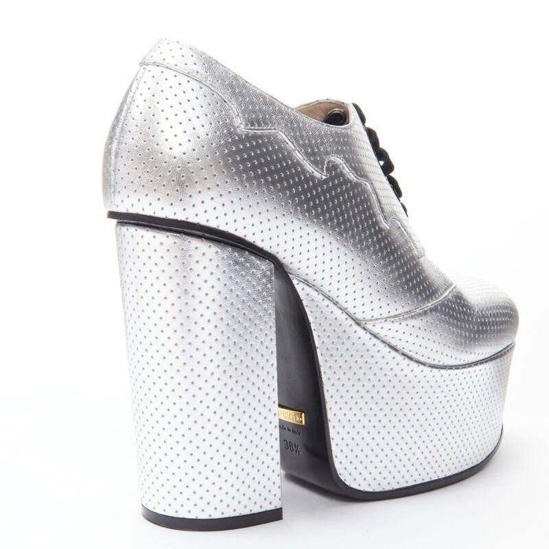 Gucci new GUCCI Otis metallic silver chunky platform block heel bootie mule EU37.5 Size US 7.5 / IT 37.5 - 8 Thumbnail