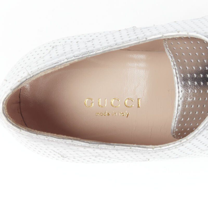 Gucci new GUCCI Otis metallic silver chunky platform block heel bootie mule EU37.5 Size US 7.5 / IT 37.5 - 9 Thumbnail