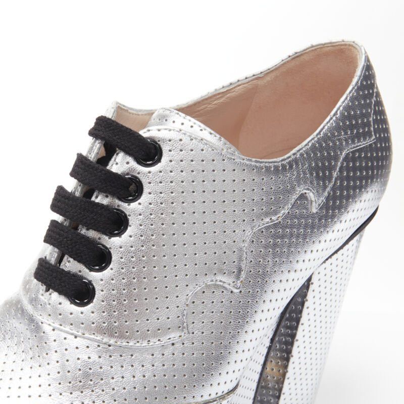 Gucci new GUCCI Otis metallic silver chunky platform block heel bootie mule EU37.5 Size US 7.5 / IT 37.5 - 7 Thumbnail